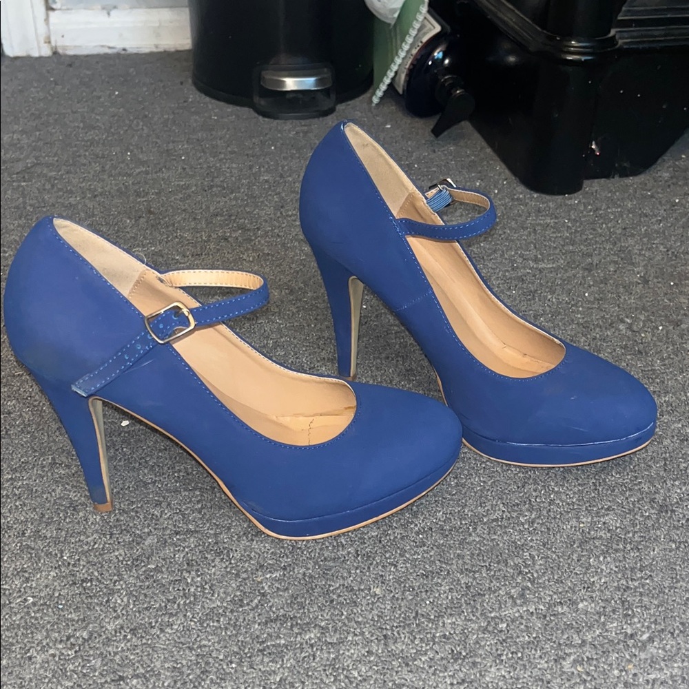 Elegant Blue Mary Jane Heels